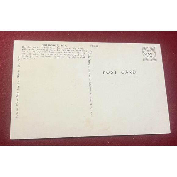 Postcard- Northville, NY Scenic View On The Adirondack Trail Bridge Unposted‎ - Picture 2 of 2